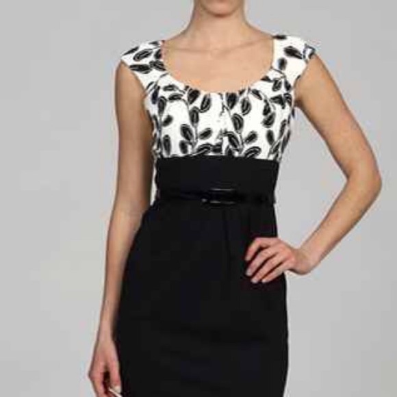 Classy London Style Black & White Dress 16 Petite - Picture 1 of 2